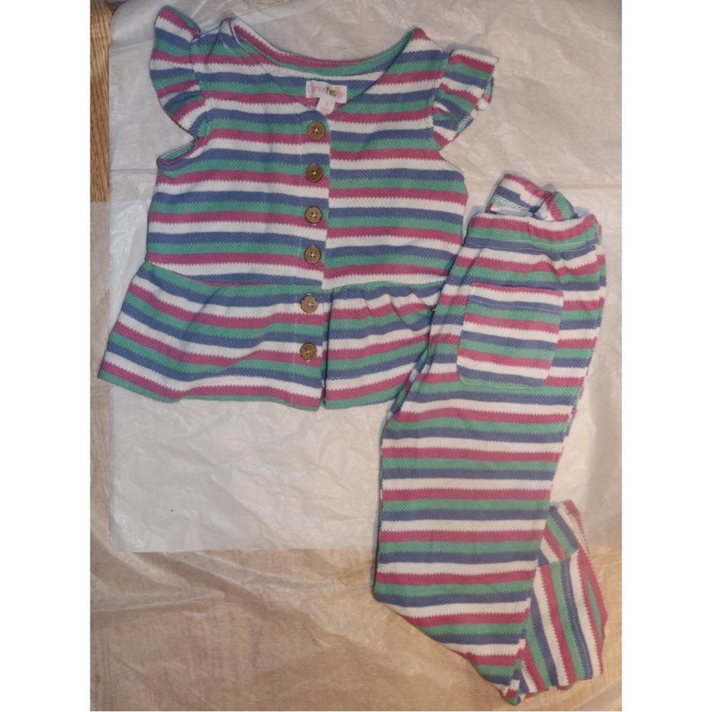 Lemon Kiss Toddler Striped Sleeveless Top and Pants Set
